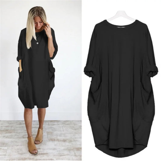 Lina oversize tunikakjole med lommer – Komfortabel & stilfuld